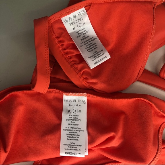 Blue Motion Orange 2 Piece Swimsuit Bikini Halter Top Tie Sides Size M/L - Picture 4 of 6